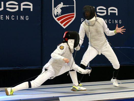 GSFA fencer during a bout.