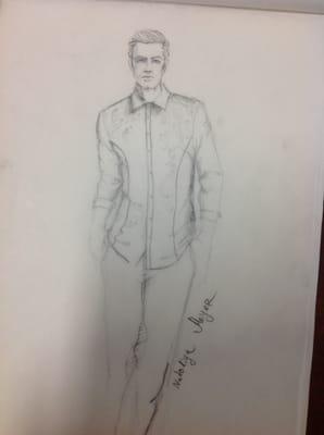 Men's shirt and pants designed and sketched by Nataliya Lucia Meyer.