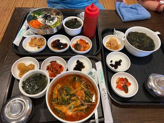 Spicy Beef Stew, Bimbibap, Seaweed Soup