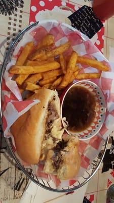 Philly cheesesteak and fries