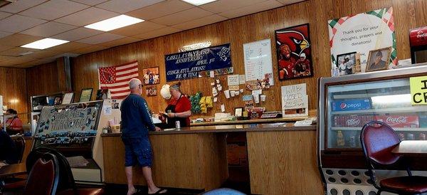 Inside with counter service. Extra friendly service, too!