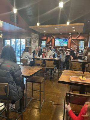 The entry area and bar in the first building. This is where you wait in line to order.