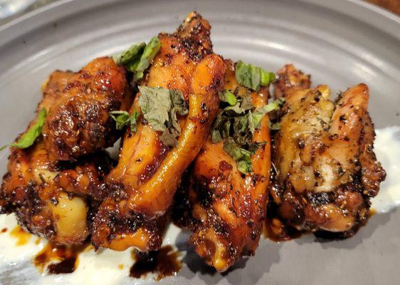 Balsamic glazed wings with goat cheese