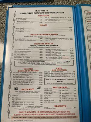 Menu, pricing, food photos