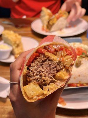 Inside the short rib burrito