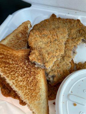 Processed crappy tasting "chicken fried steak"