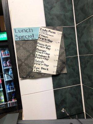 Lunch menu