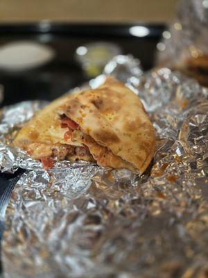 Cheese sausage and pepperoni calzone.