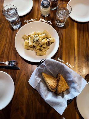 Rigatoni Boscaiola and House Bread