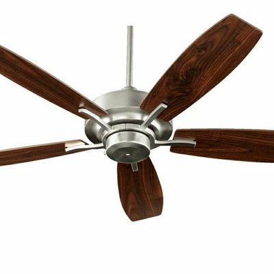 We have stock available on the Quorum Soho! This 52" brushed nickel fan comes with reversible satin nickel or walnut blades.