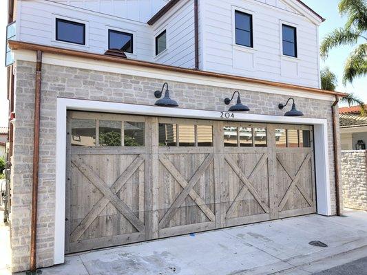 Reclaimed wood modern farmhouse style garage door on Lido Island