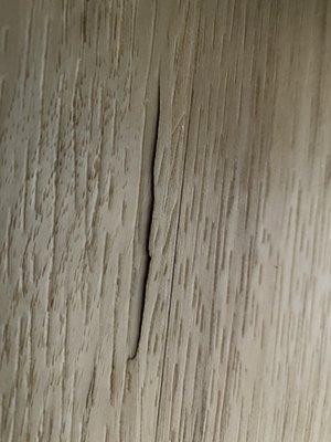 One of the cracks in our luxury vinyl plank flooring