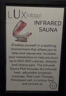 Information on the sauna pod