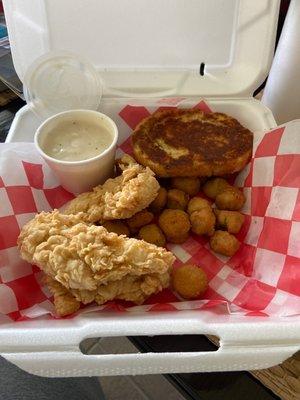 3 piece tender meal, missing several okra!