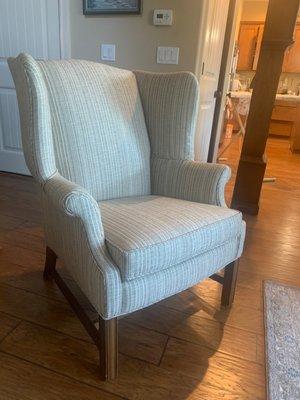 Reupholstered chair.