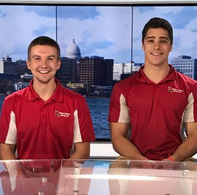 Two of our managers, Matt and Lukas, representing Badger Brothers Moving on the set of WKOW 27 News!