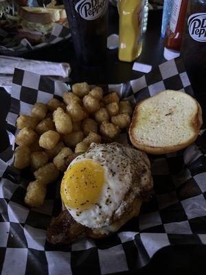 Breakfast Burger with Tots