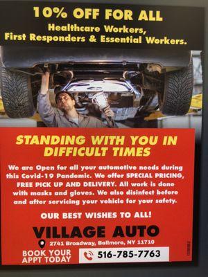 We are open and here for all your auto needs