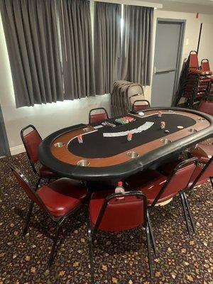 A professional casino party rental poker table for a birthday party in California