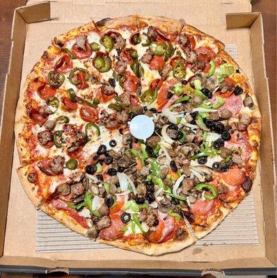 Half & Half Specialty...Fireworks Pizza and Pizza Guys Combo.