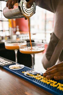 Handcrafted Espresso Martinis made with freshly brewed espresso.