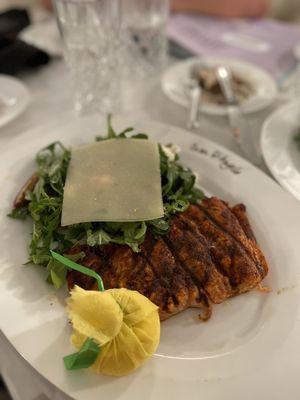 Salmon over salad