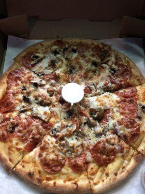 Pepperoni and mushrooms pizza