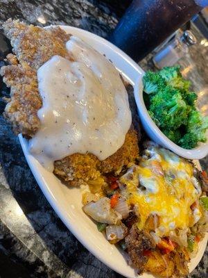 Chicken Fried Steak, Philly Fries, Seasonal Fresh Veggies