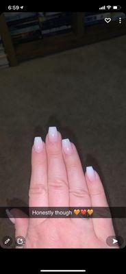 Love my short ombré nails!!! The shape though