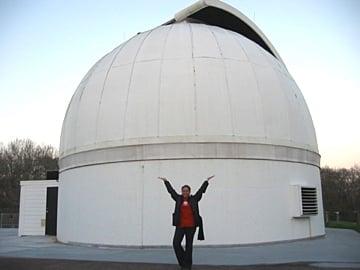 In front of the big telescope, doing my yoga tree pose!