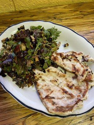 grilled vegetable and farro salad with grilled chicken