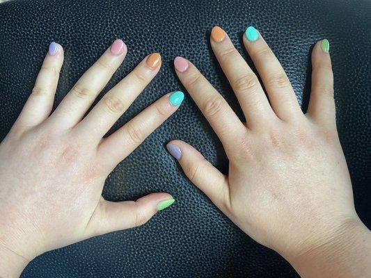 SNS pastel colored nails