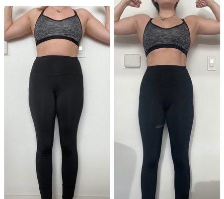 My results after a 4-week program from Ashley and a bit of a cleaner diet (more protein and greens)