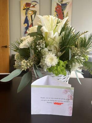 Beautiful bouquet of flowers sent by Board Member