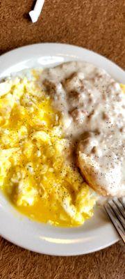 PIONEER BREAKFAST, BISCUITS AND GRAVY & 2 EGGS