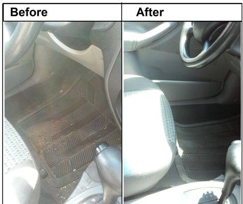 interior before & after- san diego auto detailing