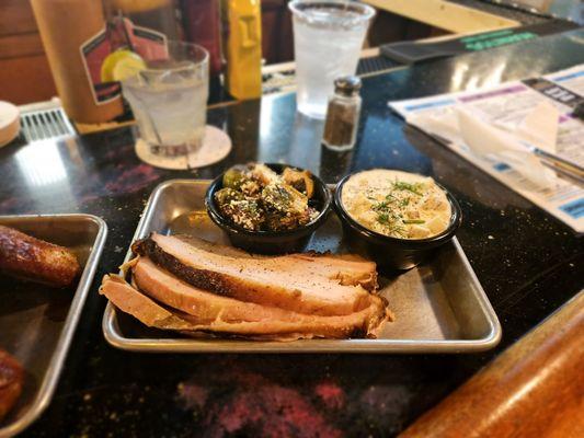 Turkey, brussel sprouts, potato salad