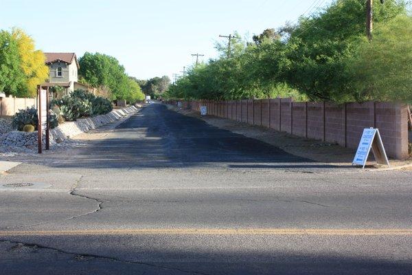 Our long entrance driveway leading to the cemetery from our only vehicle entrance off of Glenn Street.