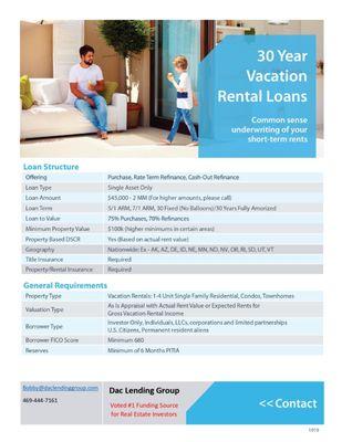 Finance your vacation rentals