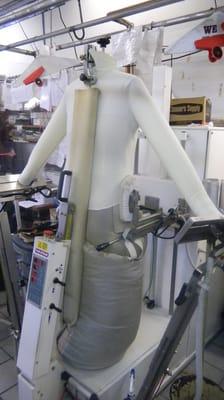 Blouses have more body when finished on a tensioning unit rather than the traditional hot head press.