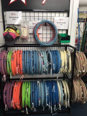 Lone Star head ropes, heel ropes and calf ropes, Dallas, hats and gloves. Great selection.