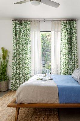 Patterned Drapes over Sheer Drapes