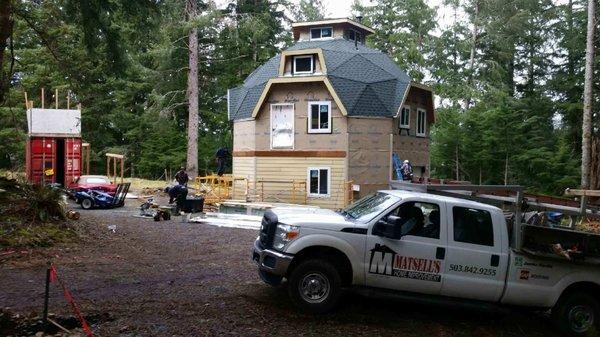 Dome Houses Roof done and siding in Progress