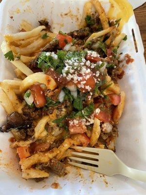 Half eaten asada fries