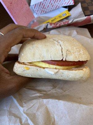 Linguica breakfast sandwich