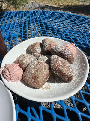 Beignets with blackberry butter