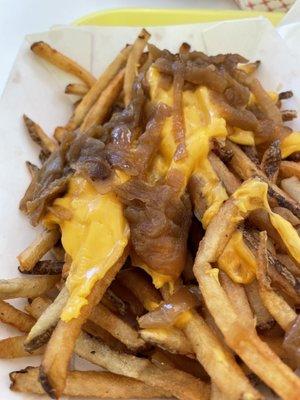 Loaded fries "smothered in cheese".......