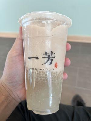 Sweet Taro Sago Slush, added agar boba and oat milk. 8.4/10