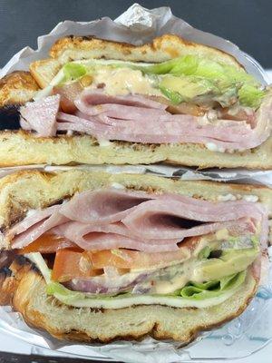 Ham croissant sandwich