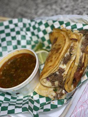 Beef Birria tacos with consume